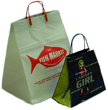 Solid loop handle carrier bags, with side and base gusset.